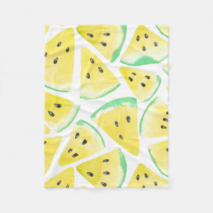 Yellow watermelon slices pattern fleece blanket