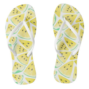 Yellow watermelon slices pattern flip flops