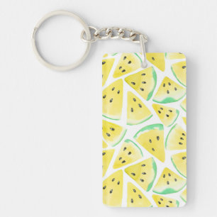 Yellow watermelon slices pattern key ring