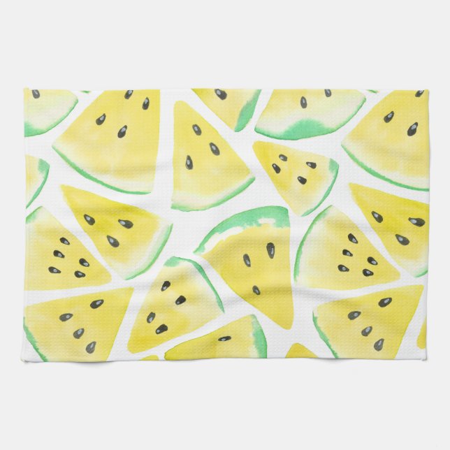 Yellow watermelon slices pattern tea towel (Horizontal)