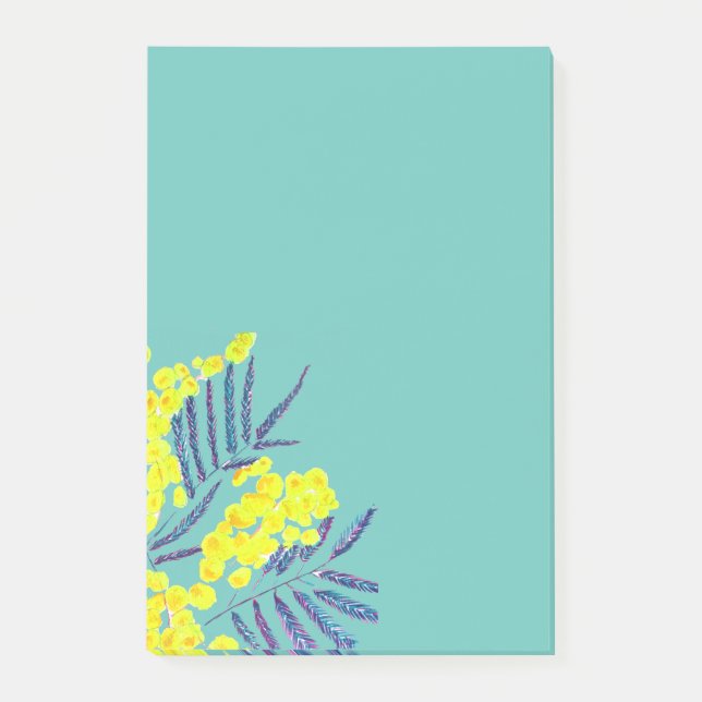 Yellow wattle art flowers post-it notes (Front)