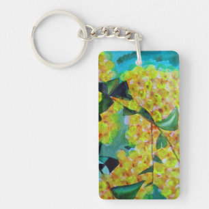 Yellow Wattle Australian flower keychain
