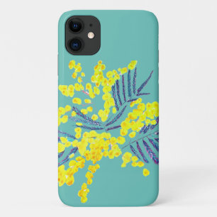 Yellow Wattle Mimosa Australian flower art iPhone 11 Case