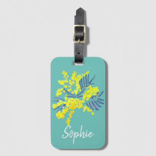 Yellow Wattle Mimosa Australian flower art Luggage Tag