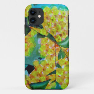 Yellow Wattle native Australian flower art iPhone 11 Case