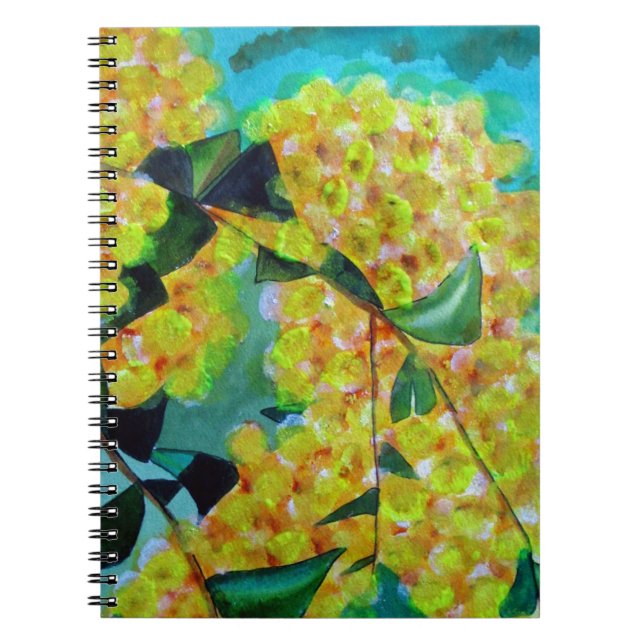Yellow Wattle native Australian flower art Notebook (Front)