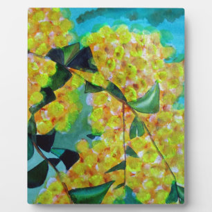 Yellow Wattle native Australian flower art Plaque