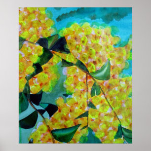 Yellow wattle native Australian flower art poster