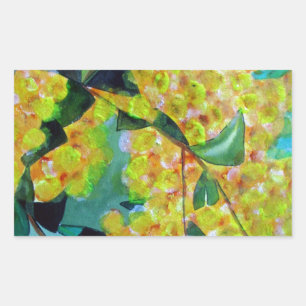 Yellow Wattle native Australian flower art Rectangular Sticker