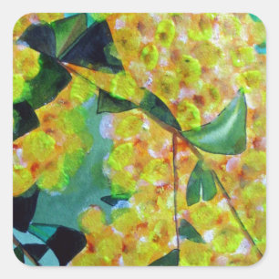 Yellow Wattle native Australian flower art Square Sticker