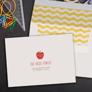 Yellow Wavy Apple Self-Addressed Graduation Envelope