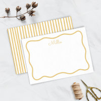 Yellow Wavy Border Personalised Note Card
