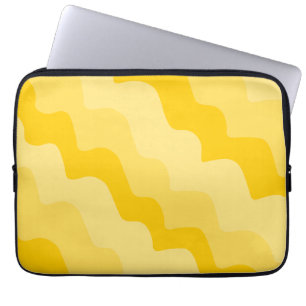 Yellow wavy ocean waves gradient laptop sleeve