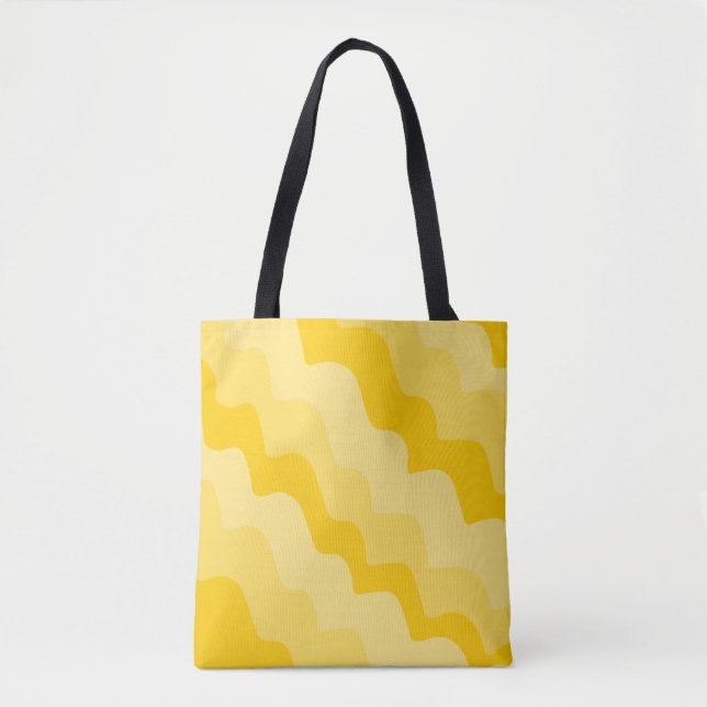 Yellow wavy ocean waves gradient  tote bag (Front)