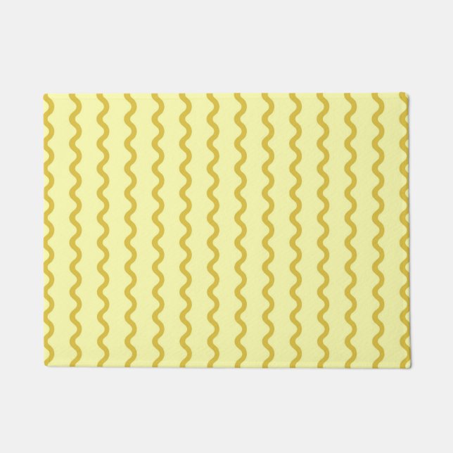 Yellow Wavy Stripe Minimalist Modern Entryway  Doormat (Front)