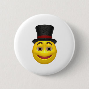 Yellow wearing a top hat 6 cm round badge