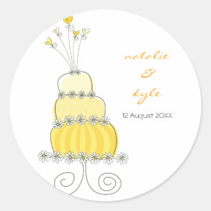 Yellow Wedding Cake Thank You Gift Label Sticker