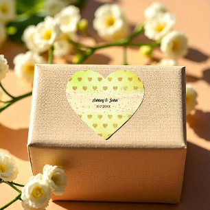 Yellow Wedding Gold Hearts Sticker