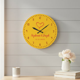 Yellow Wedding or Anniversary Gift Clock 