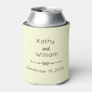 Yellow Wedding Party Favour Names and Date Can Cooler