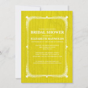 Yellow Western Barn Wood Bridal Shower Invitations