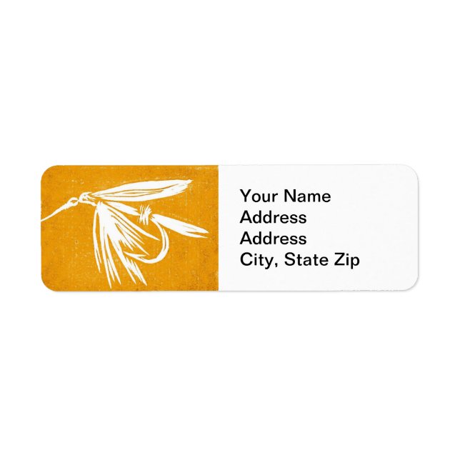"Yellow Wet Fly" Trout Fly Return Address Label (Front)
