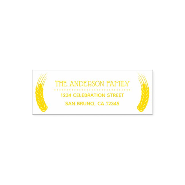 Yellow Wheat Custom Name Return Address Self-inking Stamp (Design)