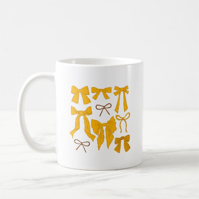 Yellow Whimsical Bows Coffee Mug (Left)