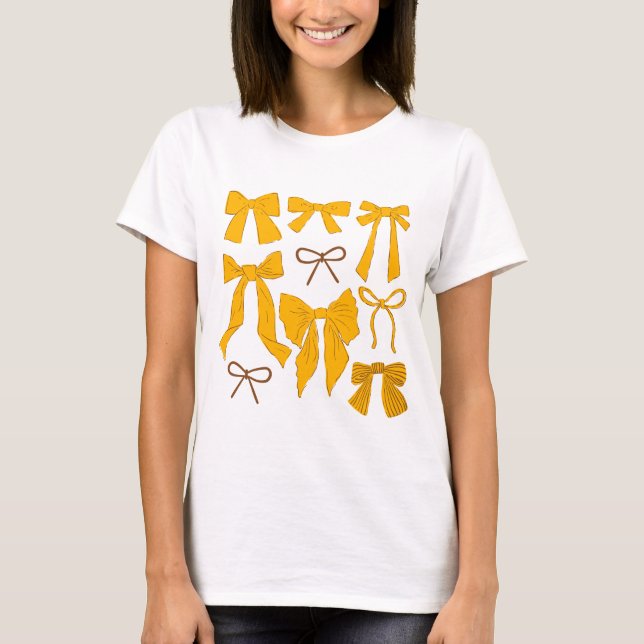 Yellow Whimsical Bows T-Shirt (Front)