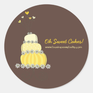 Yellow Whimsical Chic Wedding Cake Sticker