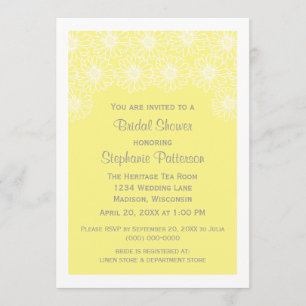 Yellow Whimsical Daisies Bridal Shower Invite