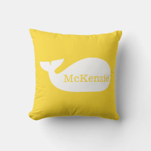 Yellow Whimsical Whale Nursery Cushion