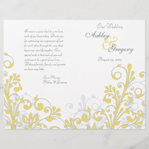 Yellow & White Abstract Floral Wedding Program