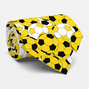 Yellow, White and Black Soccer Ball Collage Tie