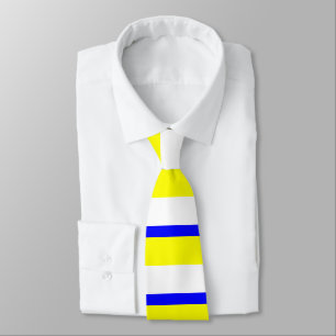 Yellow White and Blue Horizontally-Striped Tie