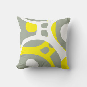 Yellow White and Grey abstract pattern pillow