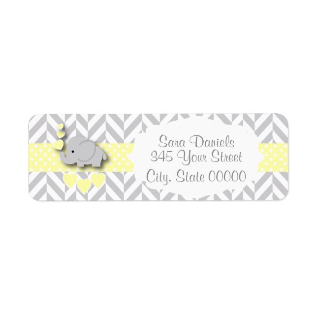 Yellow, White and Grey Elephant Baby Shower (Front)