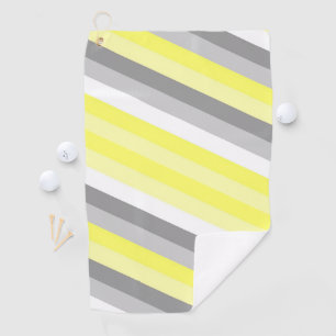Yellow, White and Grey Stripes Golf Towel