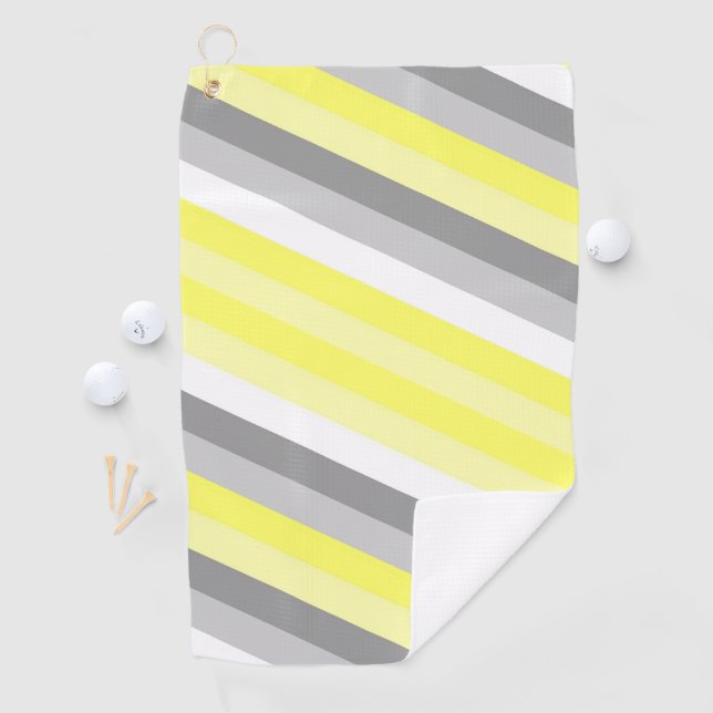 Yellow, White and Grey Stripes  Golf Towel (InSitu)