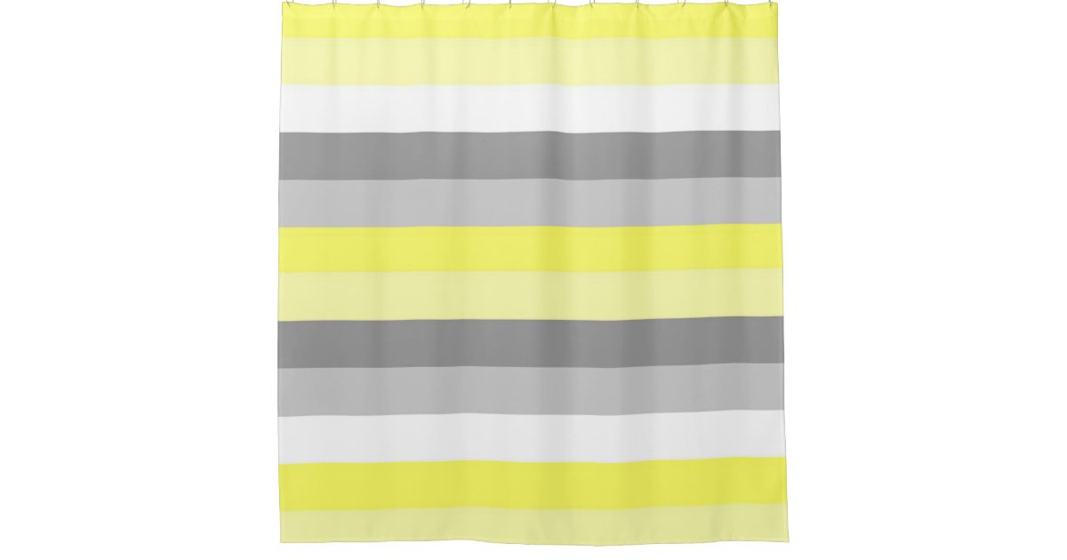 Yellow White And Grey Stripes Shower Curtain Zazzle Co Uk