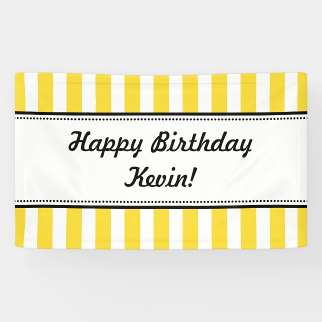 Yellow White Birthday Banner Stripes (Horizontal)