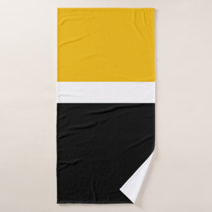 Yellow White Black Colour Block Style Design Bath Towel