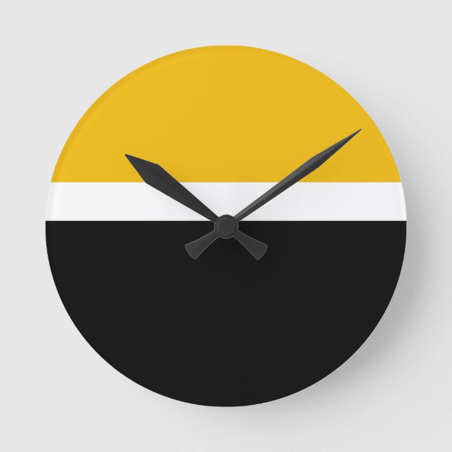 Yellow White Black Colour Block Style Design  Round Clock (Front)