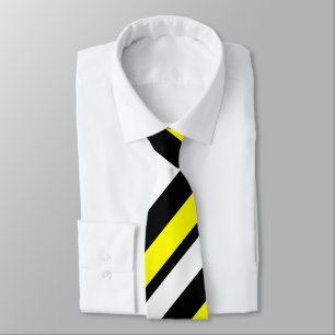 Yellow White & Black Custom Regimental Stripe Tie