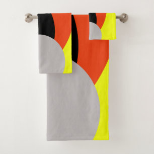 Yellow White Blue Black Abstract Art Bath Towels
