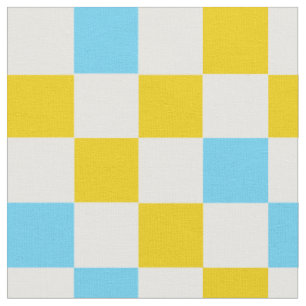 Yellow White Blue Chequered Design Fabric
