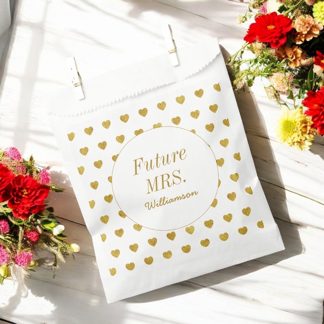 Yellow White Bridal Shower Hearts Pattern  Favour Bags (Creator Uploaded)