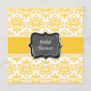 Yellow white bridal shower personalise invitation