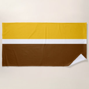 Yellow White Brown Plain Colour Block Design Beach Towel