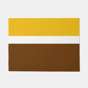 Yellow White Brown Plain Colour Block Design Doormat